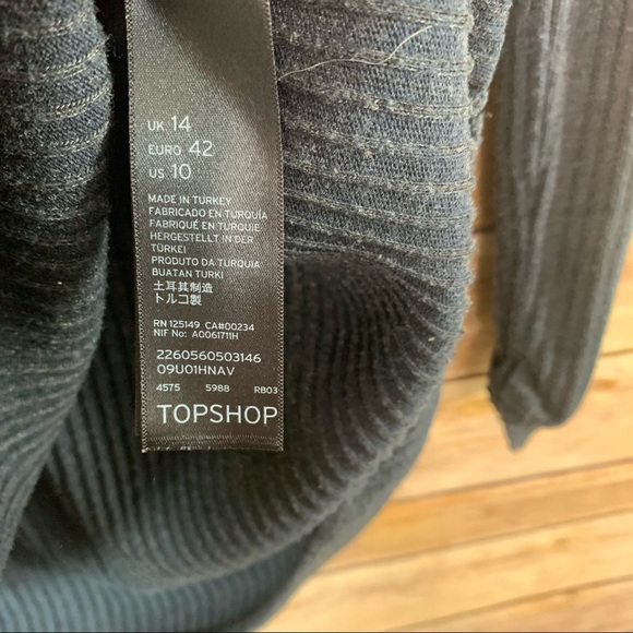 Topshop Ribbed Knit Dress Long Sleeve Dark Gray Sweaterdress - Picture 5 of 5